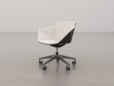 Modern Comfortable Leisure Chair With White Upholstered Seat And Black Rolling Wheels 3d model