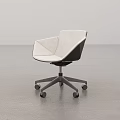 Modern Comfortable Leisure Chair With White Upholstered Seat And Black Rolling Wheels