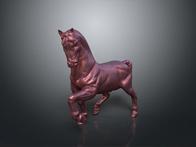 Bronze Horse Sculpture With Detailed Artistic Standing Pose And Shiny Surface 3d model