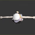 3D Model Character With Pink White Hair Hat Striped Top Shorts And Thigh High Socks