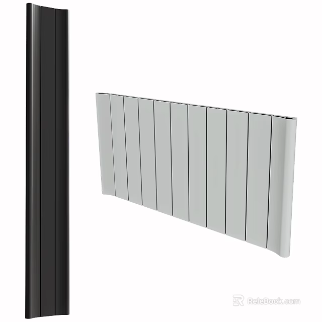 White Radiator With Vertical Panels And Black Frame For Home Interior 3d model 
