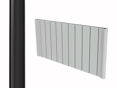 White Radiator With Vertical Panels And Black Frame For Home Interior 3d model