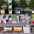 Colorful Container Converted Guesthouse Buildings Featuring Diverse Designs And Trees Around