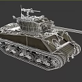 Vintage Military Tank With Long Cannon Turret Tracks Machine Gun And Rustic Olive Finish