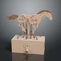 Wooden Decorative Furniture With Mechanical Horse Gears And Grass Decorations