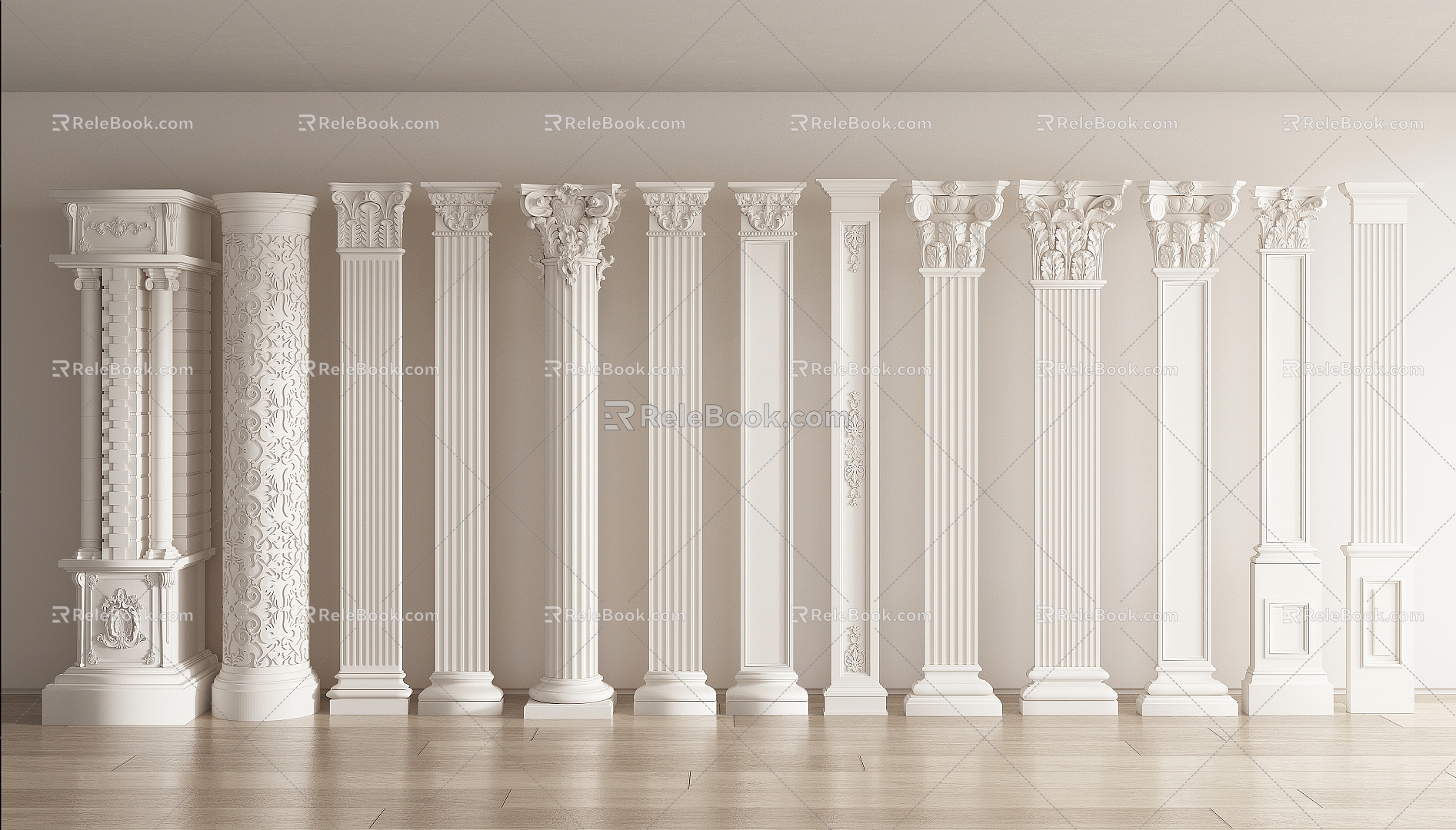 Jane European Columns Roman Columns 3d model