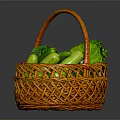Fresh Assorted Vegetables in Wicker Basket Including Cabbage Broccoli Radishes and Cucumbers