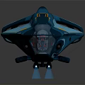 Futuristic Blue And Yellow Sci Fi Vehicle With Streamlined Design Transparent Cockpit And Tail Fins