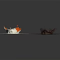 Dynamic Colorful Liquid Splashes On Square Panels With Orange White Red And Silver