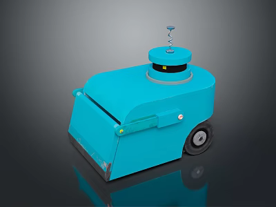 Compact Blue Smart Computer Robot Device With Wheels And Top Sensor 3d model