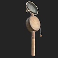 Traditional Double Sided Drum With Wooden Handle And Decorative Details
