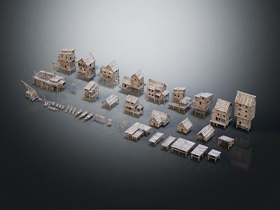 Modern Pier Water Family 3d model