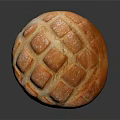 Fresh Baked Bread With Golden Lattice Pattern And Shiny Crust On Black Surface