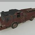 Rustic Red Fire Functional Vehicle With Ladder And Industrial Design Features