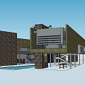 Modern Detached Villa With Wooden Exterior Large Windows Swimming Pool And Outdoor Furniture