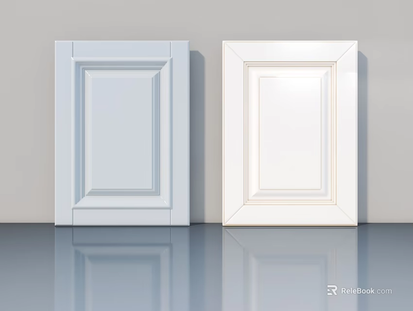Modern Hinged Doors White and Light Gray Framed Panel Design for Home Interiors 3d model 