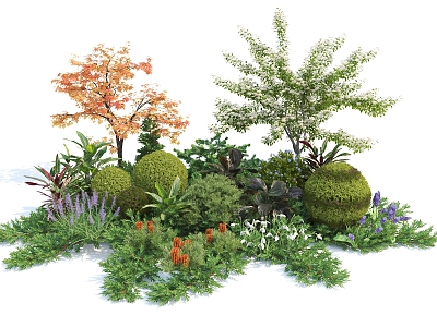 Modern plants, trees, flowers and plants landscape 3d model