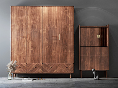 Modern Wardrobe Solid Wood Locker model