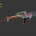 Lego Assembled Assault Rifle with Blue Orange White Black Colors Scope Magazine and Barrel