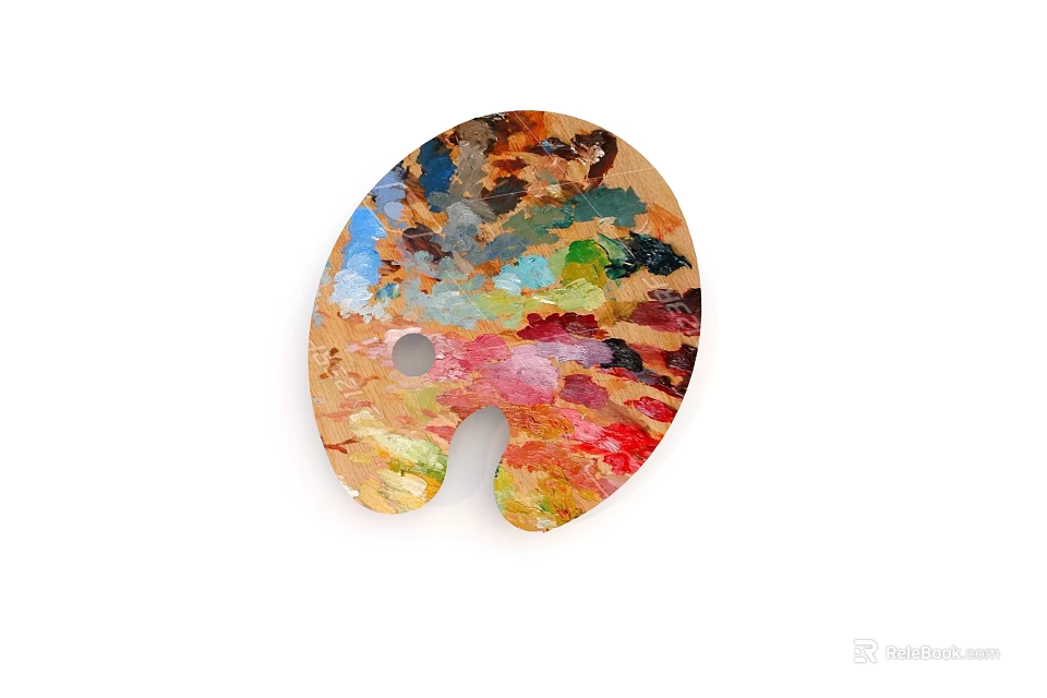 Colorful Paint Palette With Mixed Colors For Artists Art Supplies 3d model 