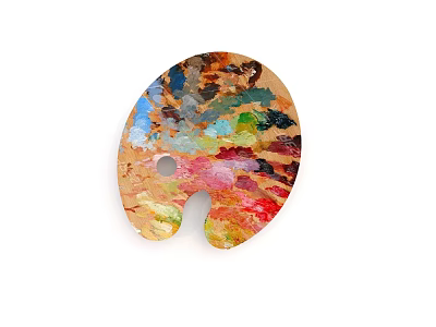 Painting palette hand tray 3d model