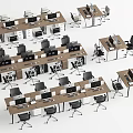 Modern Office Desks Neatly Arranged In Workspace Interior With Chairs And Computers