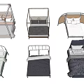 Various Modern Double Beds Featuring Metal Frames Upholstered Headboards and Canopy Styles 3d model