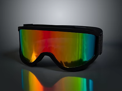 Stylish Modern Ski Goggles With Black Frame And Colorful Reflective Lens 3d model