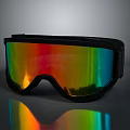 Stylish Modern Ski Goggles With Black Frame And Colorful Reflective Lens