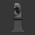Classic Lion Sculpture Standing On Stone Pedestal With Intricate Carving And Decorative Ball
