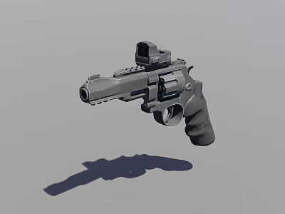 Realistic 3D Rendered Gray Revolver With Scope Grip Barrel And Cylinder 3d model