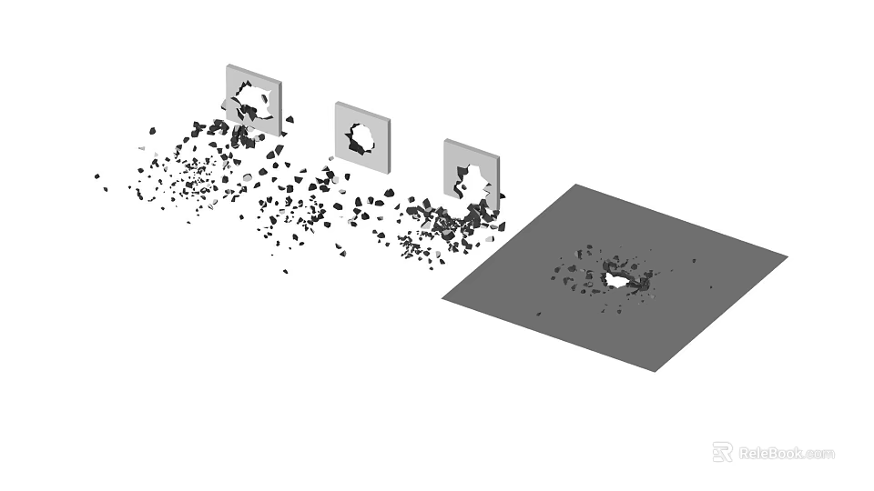 Stone and Wood Material Samples with Scattered Chips on Display Surface 3d model 
