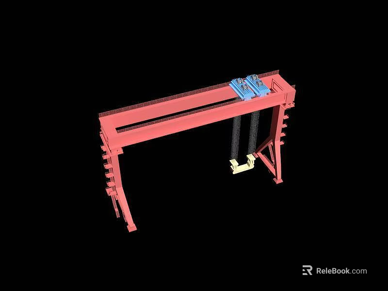 Red Industrial Gantry Crane With Frame Beam Column And Lifting Equipment 3d model 