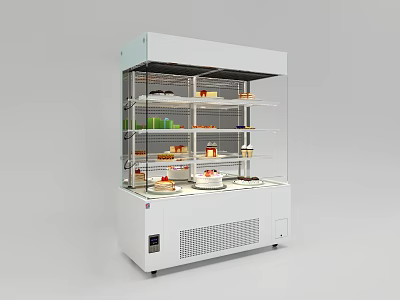 Refrigerated Display Cabinet Shelf With Transparent Glass Door And Multi tiered Shelves For Dessert 3d model