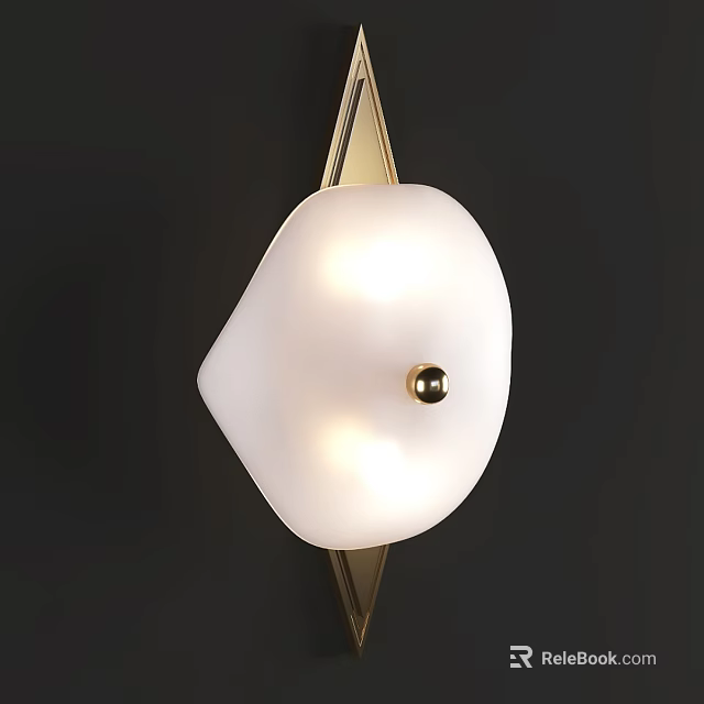 Modern Wall Sconce With Gold Metal Bracket And White Curved Shade For Soft Lighting Effect 3d model 