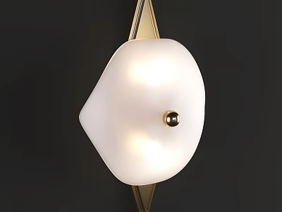 Modern Wall Sconce With Gold Metal Bracket And White Curved Shade For Soft Lighting Effect 3d model