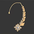 Elegant Gold Leaf Flower Shaped Earring With Sparkling Diamonds And Delicate Design