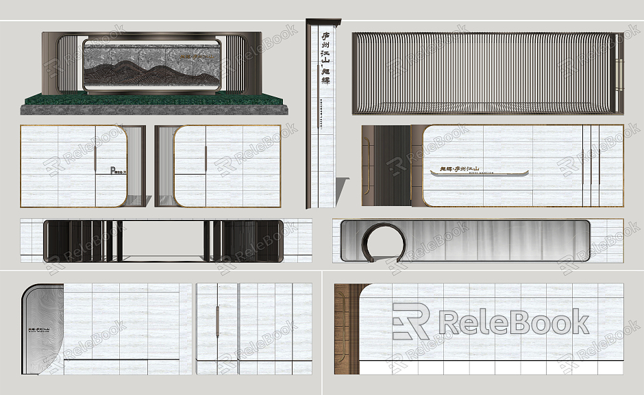 Modern landscape wall landscape wall model