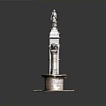 Classic Stone Fountain Ornament With Ornamental Statue Top And Circular Basin Base