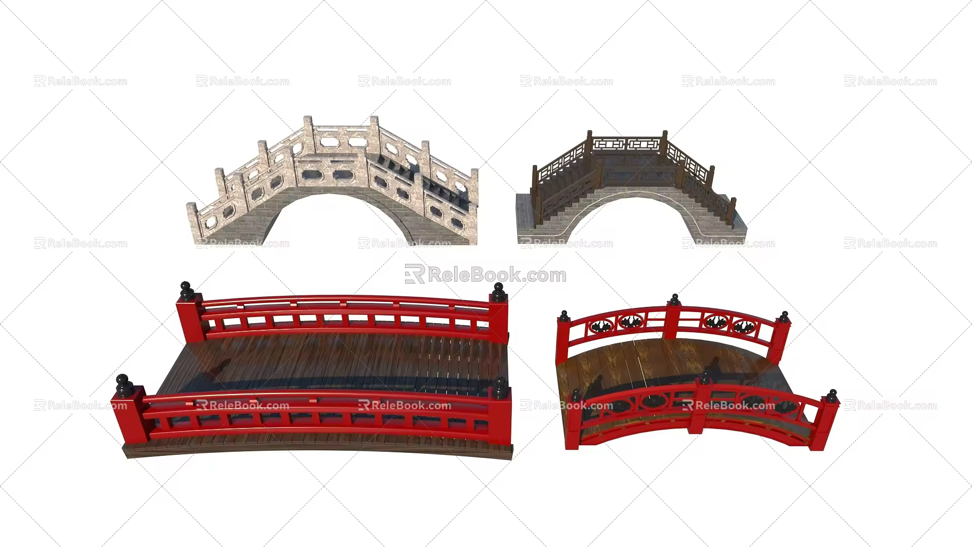 Chinese-style Bridge Ancient Wooden Bridge Stone Bridge Landscape Bridge Arch Bridge Covered Bridge 3d model