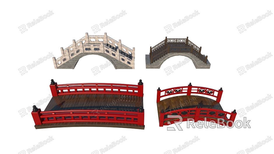 Chinese-style Bridge Ancient Wooden Bridge Stone Bridge Landscape Bridge Arch Bridge Covered Bridge model