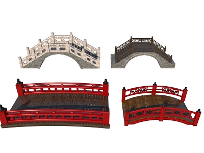 Chinese-style Bridge Ancient Wooden Bridge Stone Bridge Landscape Bridge Arch Bridge Covered Bridge model