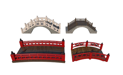 Chinese-style Bridge Ancient Wooden Bridge Stone Bridge Landscape Bridge Arch Bridge Covered Bridge 3d model