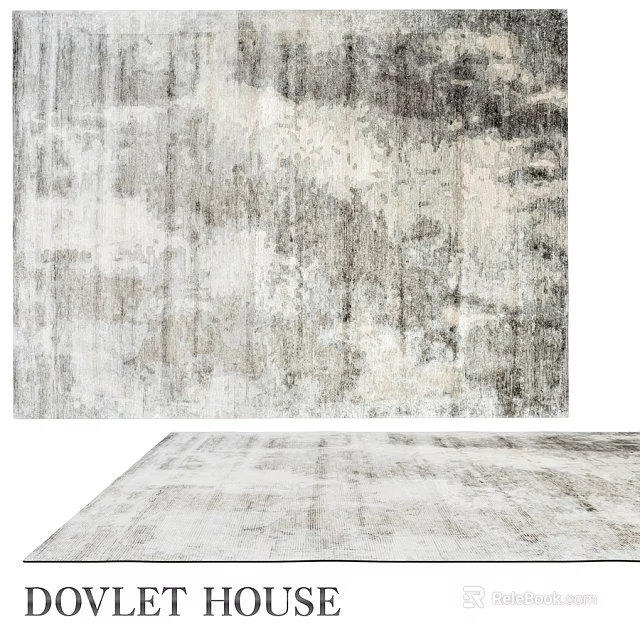 Modern Gray and White Square Carpet With Abstract Textured Artistic Design 3d model 