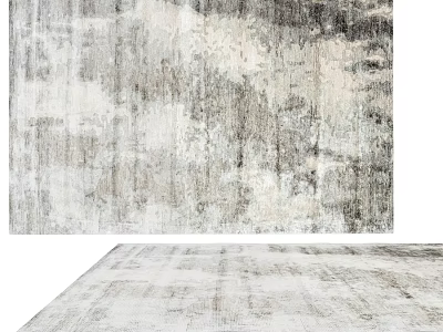 Modern Gray and White Square Carpet With Abstract Textured Artistic Design 3d model