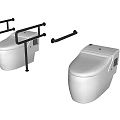 Accessible Toilet With Stainless Steel Grab Bars For Bathroom Safety And Installation