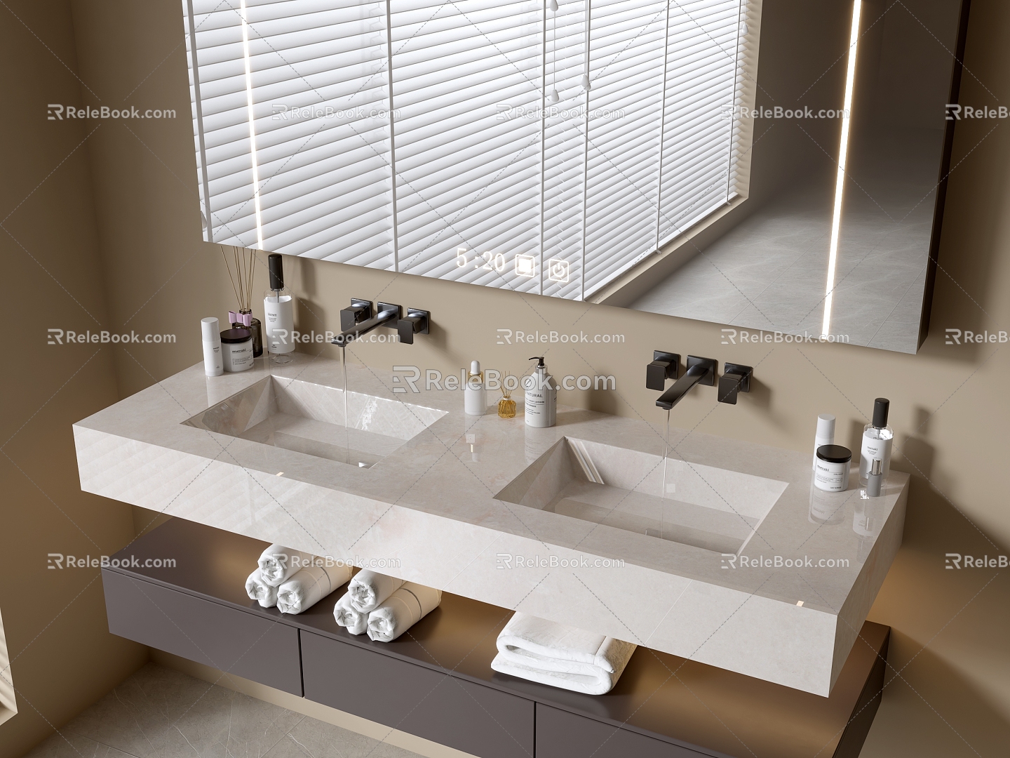 Modern Bathroom Cabinet Bathroom Counter Basin Bathroom Decoration Mirror Cabinet Sink 3d model