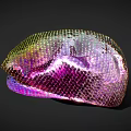 Iridescent Scaly Texture Shiny Metallic Hat With Colorful Reflective Surface Design