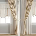 Beige Curtains With Valance And Tiebacks For White Window Light Grey Wall Home Decor