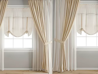 Modern Curtain Cloth Curtain Pleated Curtain Dream Curtain Bedroom Curtain 3d model